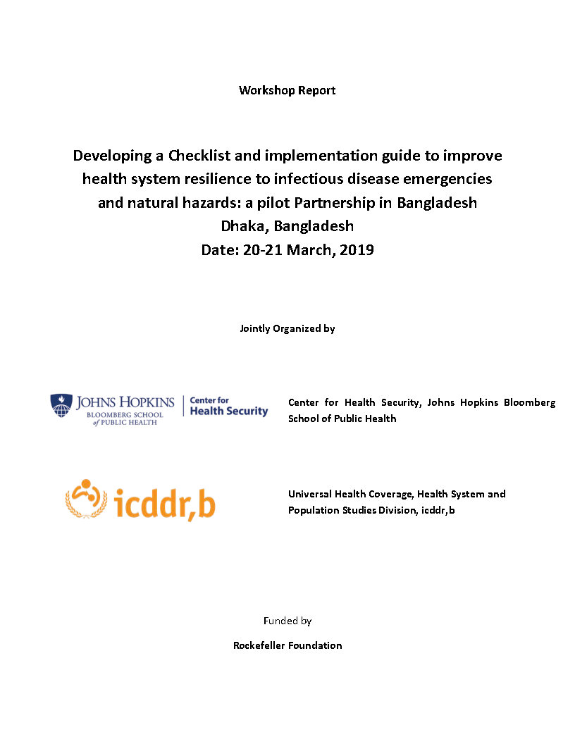 Checklist workshop report JHSPH icddrb