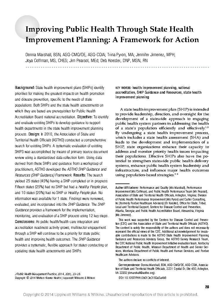 Improving Public Health Through State Health