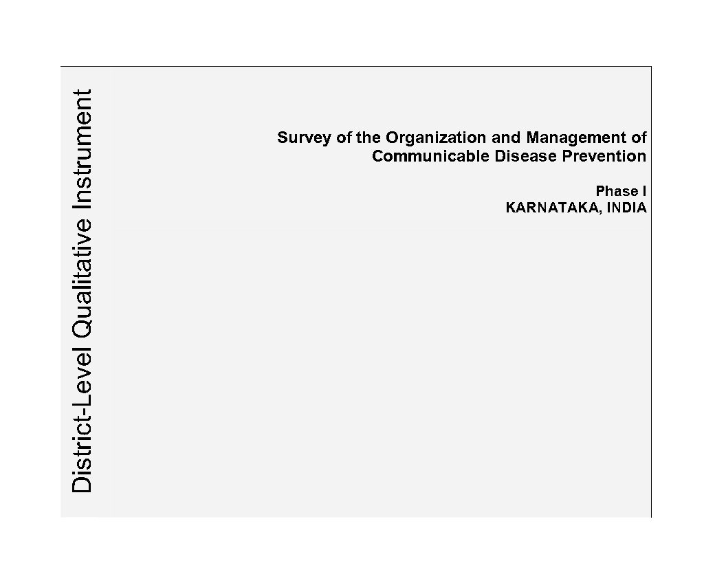 Karnataka District Qualitative Instrument