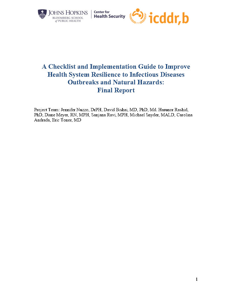 Rockefeller Health System Resilience Checklist and Implementation Guide …