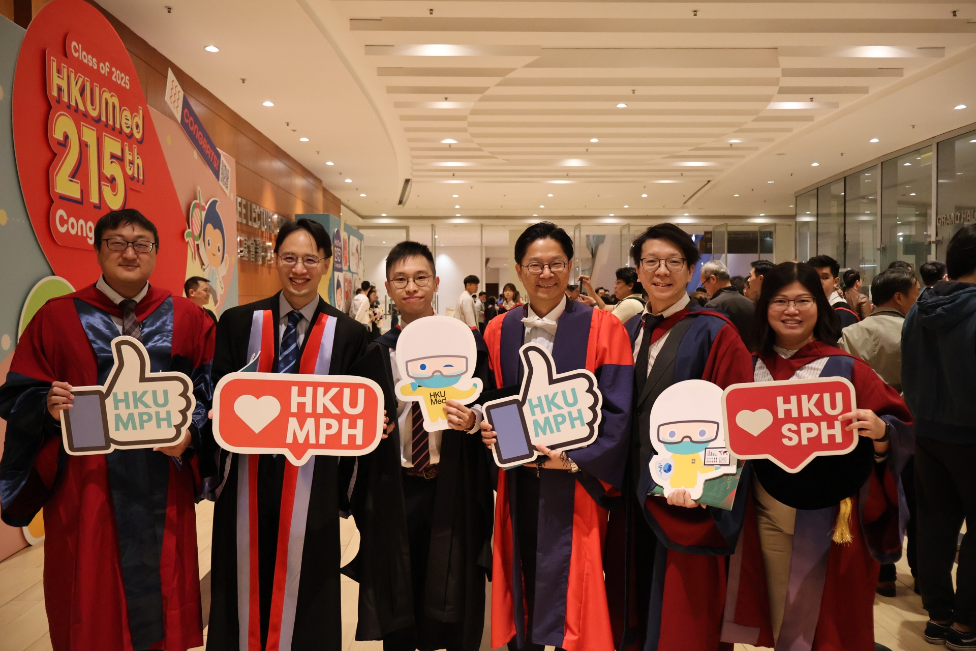 MPH programme graduates with SPH professors at the 215th Congregation Ceremony of the LKS Faculty of Medicine.