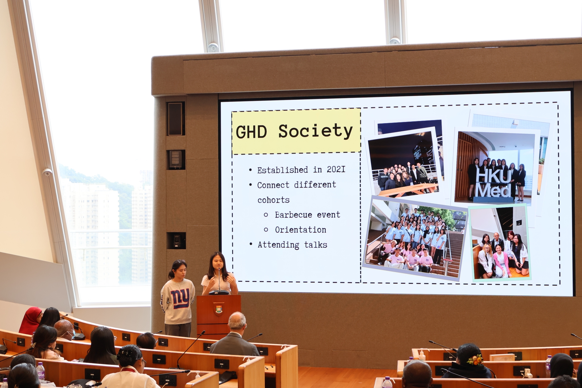 Student representatives from the BASc(GHD) programme introduce the activities of the GHD Society.