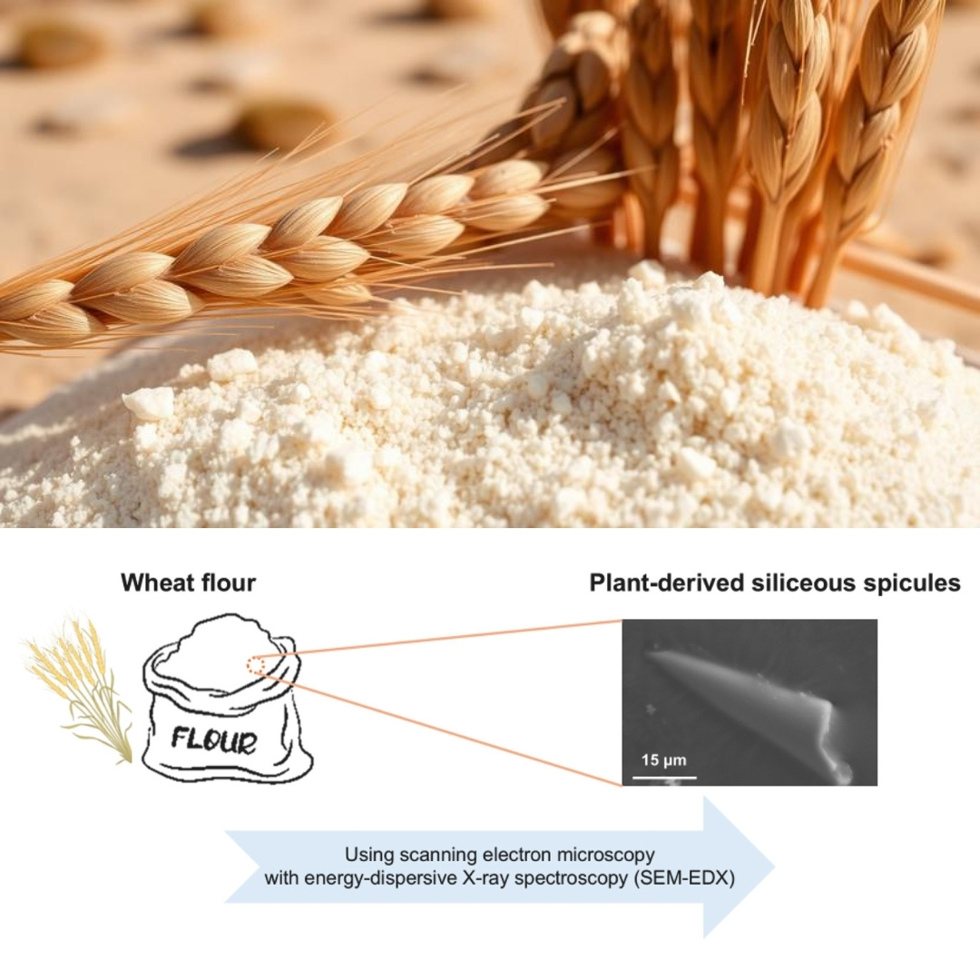 The study finds sharp silica particles in wheat flour are associated with arid environments.