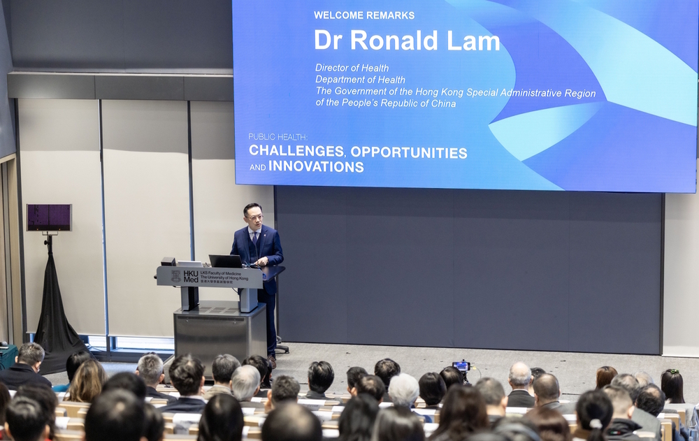 Dr Ronald Lam, Director of Health of the Department of Health, the Hong Kong Special Administrative Region of the People's Republic of China, delivers welcome remarks at the Opening Ceremony.