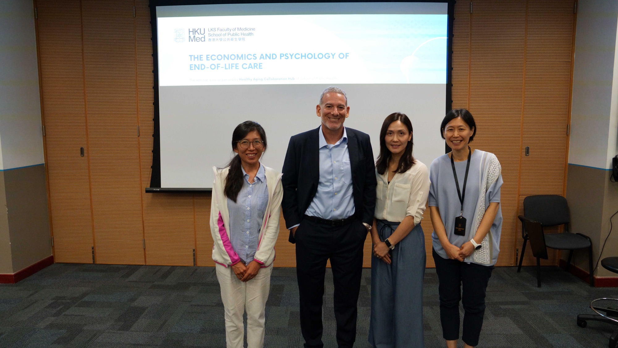 (From left) A group photo of Professor Jane Zhao, Professor Eric Finkelstein, Professor Jacqueline Yuen and Professor Hui-Ling Yen at the seminar.